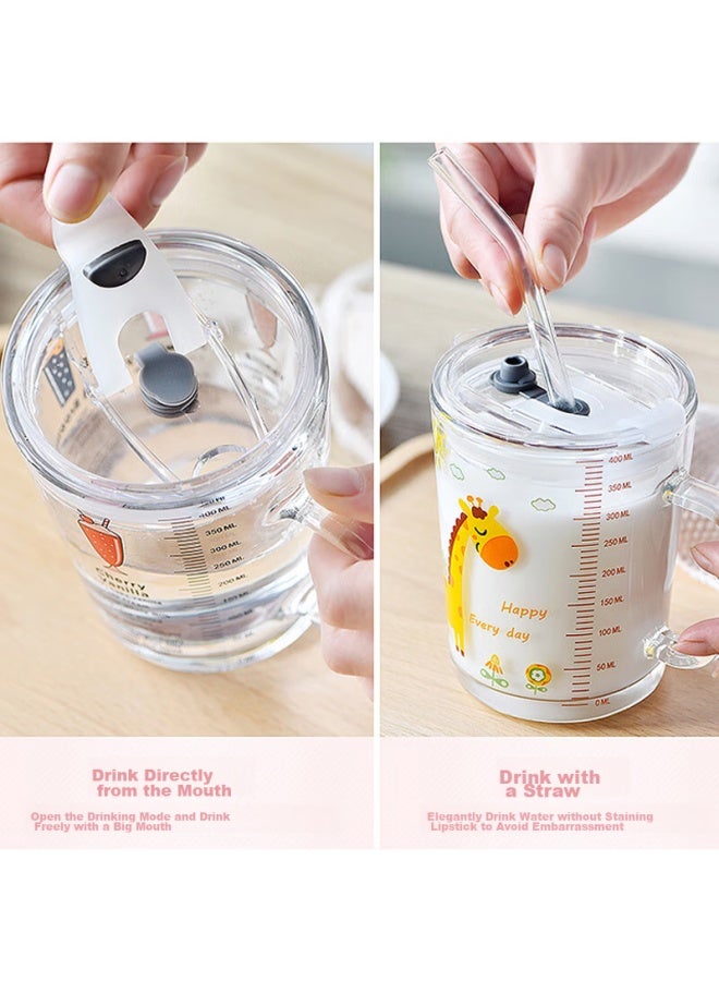 Cookss Children's Milk Cup, Glass Cup For Home Use, Drinking Cup With Scale, Straw Cup, Baby Formula Mixing Cup, Unicorn Design - Image 4