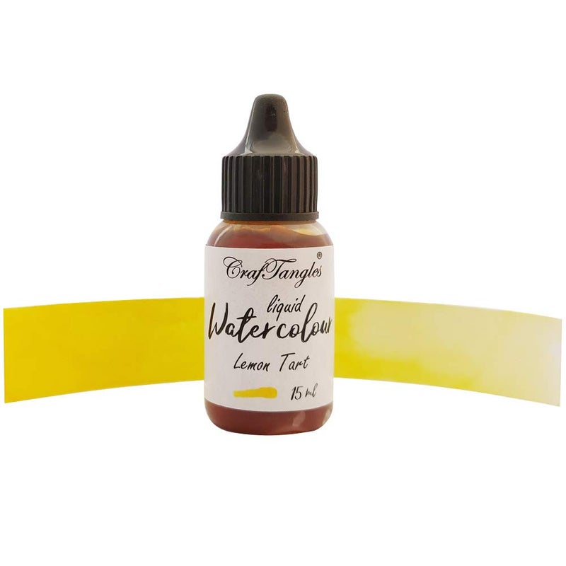 CrafTangles Liquid Watercolor (15 ml) - Lemon Tart (Yellow Colour, Extremely Vibrant, Non Toxic) Paints for Professional Artist, Hobby Painters & Kids - Image 2