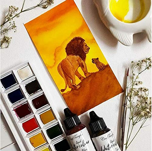 CrafTangles Liquid Watercolor (15 ml) - Lemon Tart (Yellow Colour, Extremely Vibrant, Non Toxic) Paints for Professional Artist, Hobby Painters & Kids - Image 4