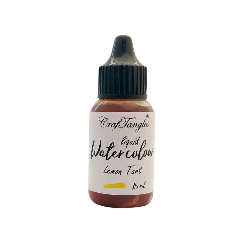 CrafTangles Liquid Watercolor (15 ml) - Lemon Tart (Yellow Colour, Extremely Vibrant, Non Toxic) Paints for Professional Artist, Hobby Painters & Kids - Image 1