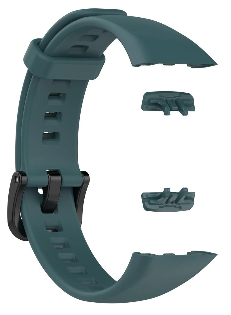 Huawei Band 6 Replacement Silicone Band Adjustable Waterproof Smart Watch Strap  Dark Green - Image 1
