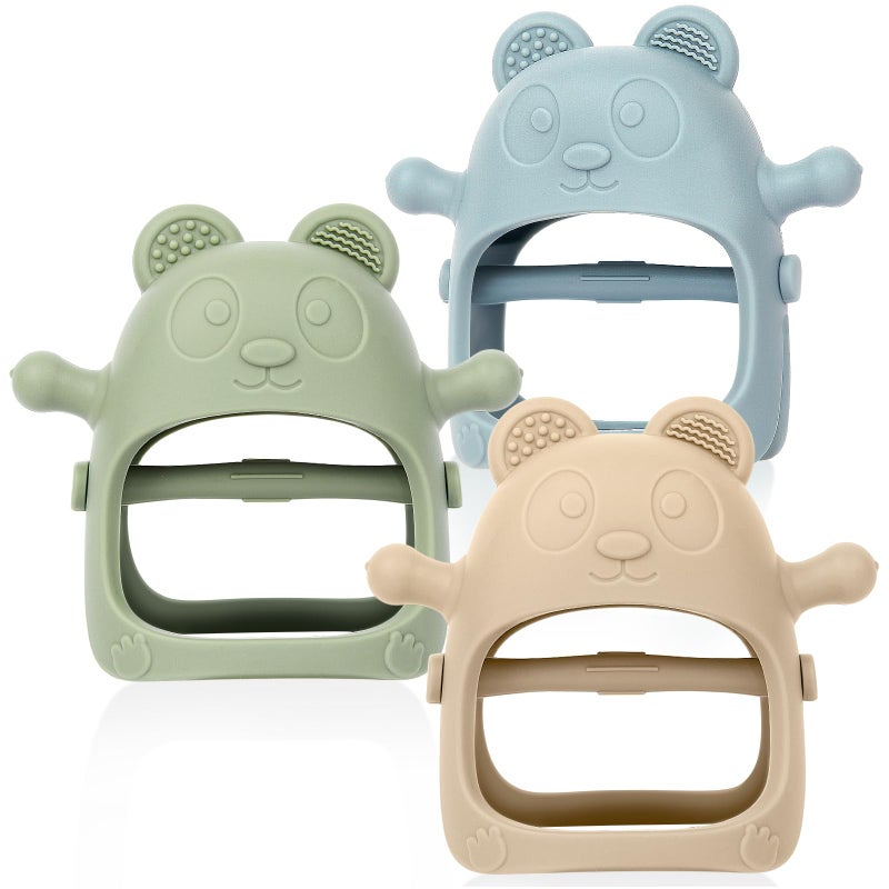 Eascrozn Baby Teething Toys for Infants 3+ Months Set of 3, Easy to Hold Silicone Teething Mitten with Soft Textures for Sensory Exploration and Teething Pain Relief, Baby Chew Toys for Sucking Needs - Image 1