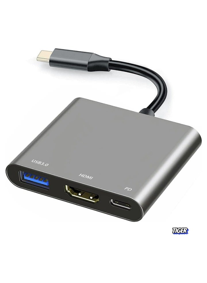 TIGER USB-C to HDMI Multiport Adapter with Charging Port – 4K HDMI Converter, USB 3.0 Hub, and USB-C Charging for Mac, iPad Pro, MacBook, and Chromebook  - Image 1