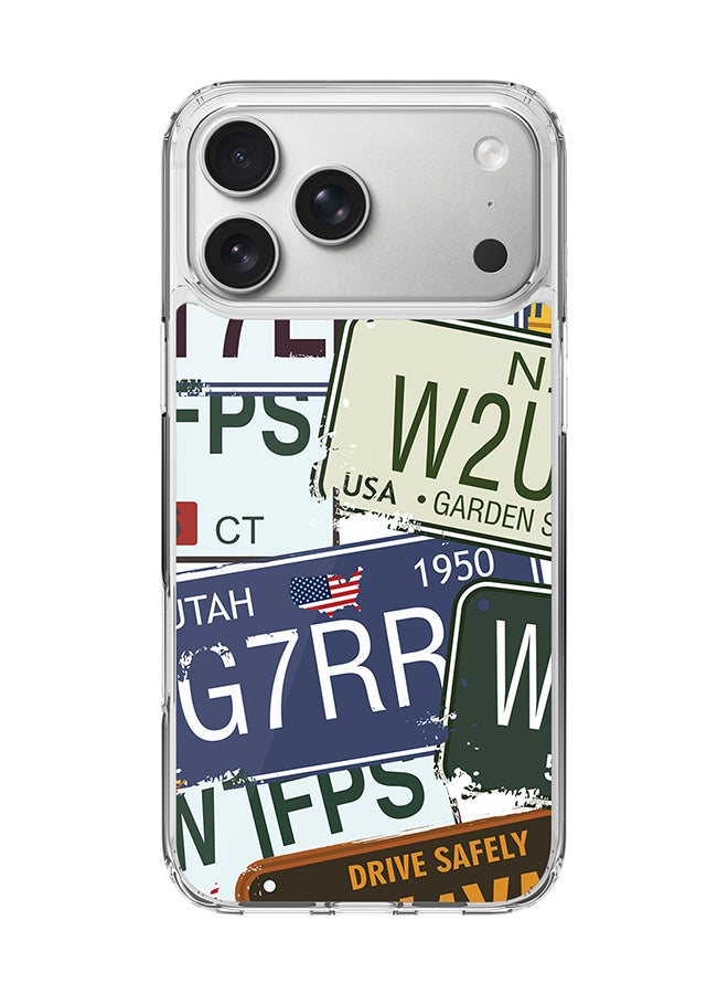 Classic Clear MagSafe Case for iPhone 17 Pro Max , Hybrid Soft Case Flexible Edges Anti Drop TPU PC Gel Thin Transparent Cover [ Designed for iPhone 17 Pro Max ] - Number Plates Full Print