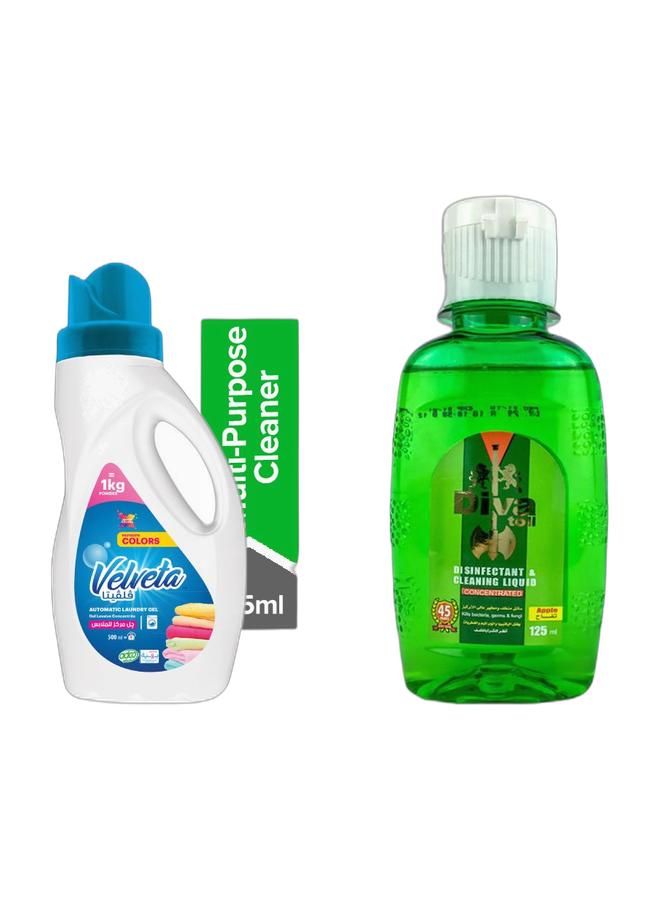 فيلفيتا جل ملون 500 مل - منظف سائل متعدد الأغراض برائحة التفاح 125 مل (عبوة من قطعتين) - Image 1