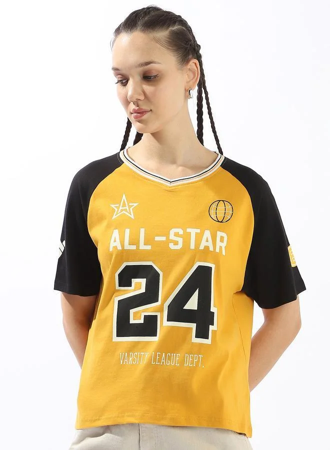 Hubberholme Women's Multicolour 100% Cotton Printed Boxy Fit T-Shirt