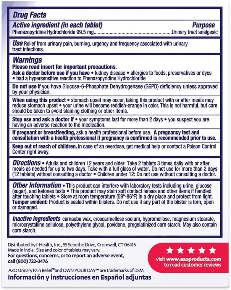 AZO Urinary Pain Relief Maximum Strength 24 Count  Urinary Tract Defense Helps Control a UTI Until You Can See a Doctor 24 CT - Image 3