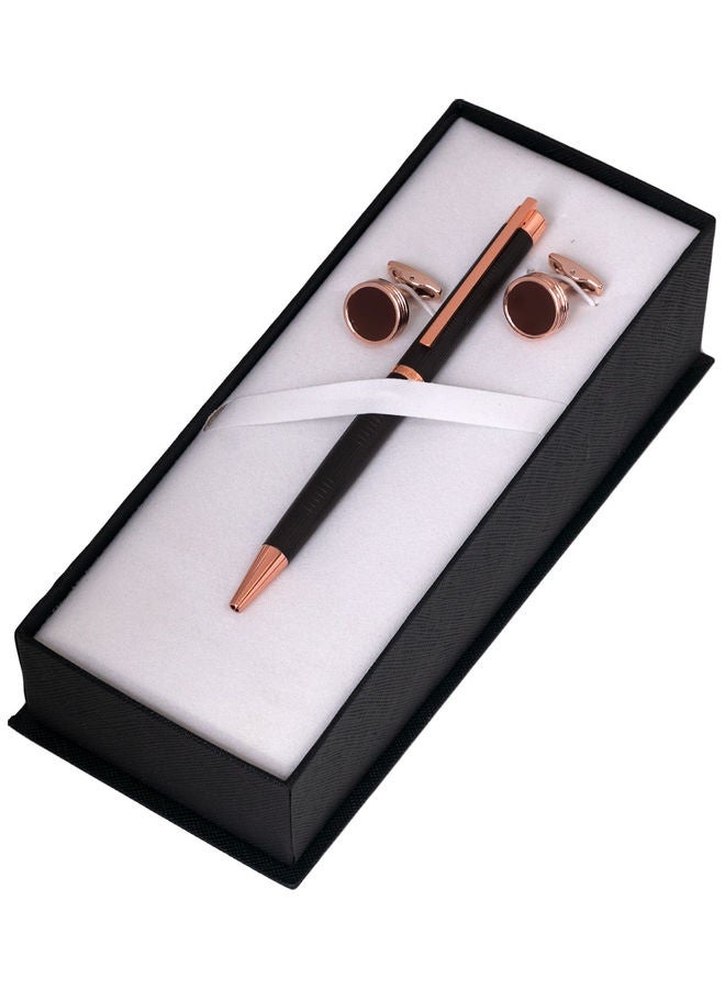 Corato Set of black and copper pen and cufflinks, Corato - Image 3