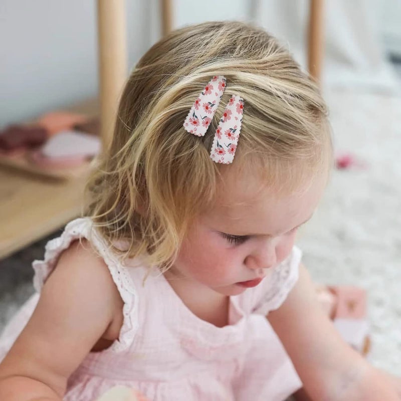 Yanwenx 20 Pcs Girl Hair Clips Floral Print Toddler Hair Clips Non Slip Wrapped Snap Hairpins for Kids Barrettes Hair Accessories for Baby Toddler Girls (Light Color) - Image 4