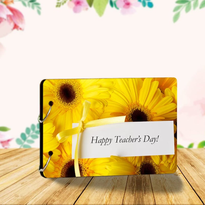 Decor1ders Wooden Scrapbook Photo Albums SunflowerTeacherDayP Large Size 22x16 Cm Scrap Books for Memories 40 Black Papers Photo Album For Photos Collection Memory Scrapbook for Memories - Image 1