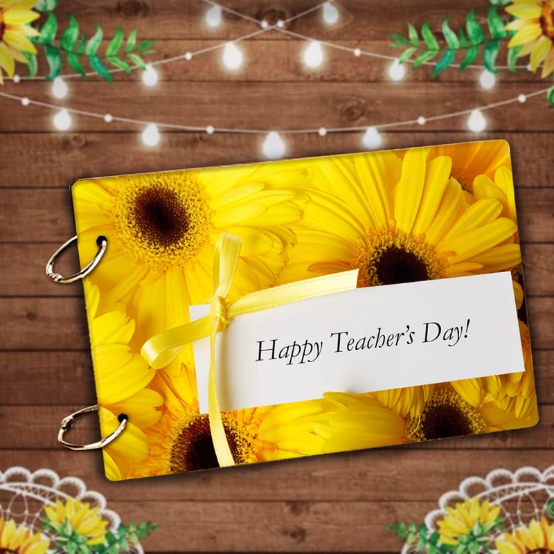 Decor1ders Wooden Scrapbook Photo Albums SunflowerTeacherDayP Large Size 22x16 Cm Scrap Books for Memories 40 Black Papers Photo Album For Photos Collection Memory Scrapbook for Memories - Image 4