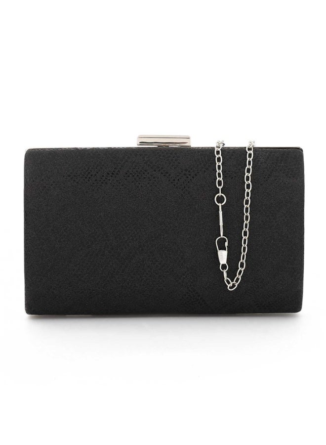 Mr.joe Mr Joe Elegant Black Textured Hard case Clutch with Chain Strap -4147 - Image 1