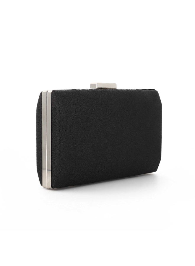 Mr.joe Mr Joe Elegant Black Textured Hard case Clutch with Chain Strap -4147 - Image 3
