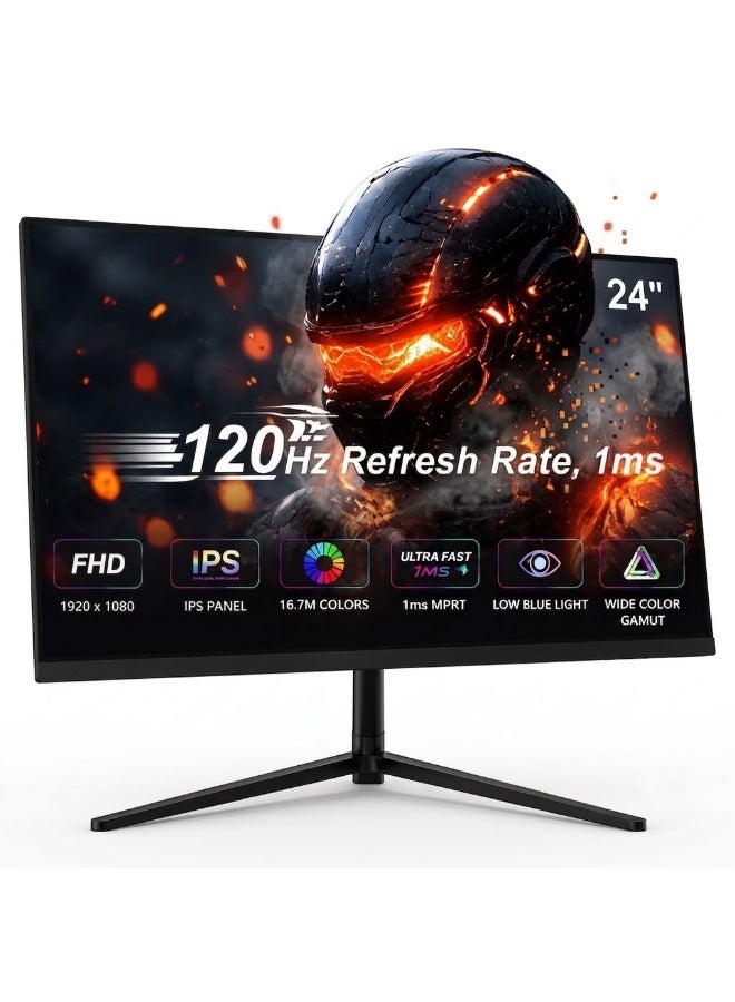 شاشة ألعاب 24 بوصة فل اتش دي FHD بدقة 1920×1080 ومعدل تحديث 120 هرتز مع لوحة IPS وزمن استجابة سريعشاشة العاب ١٢٠ هرتز - Image 1