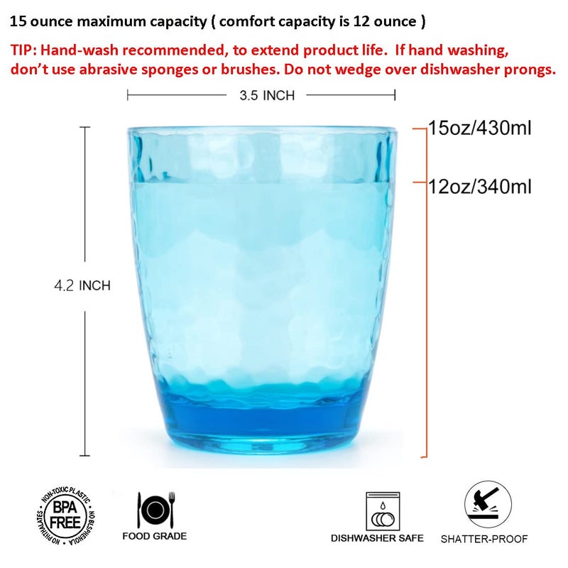 KOXIN-KARLU Hammered 15-ounce Plastic Tumbler Acrylic Glasses  set of 6 Multicolor - Image 2