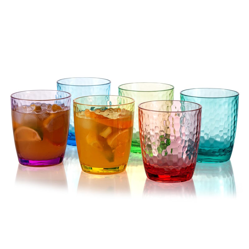 KOXIN-KARLU Hammered 15-ounce Plastic Tumbler Acrylic Glasses  set of 6 Multicolor - Image 1