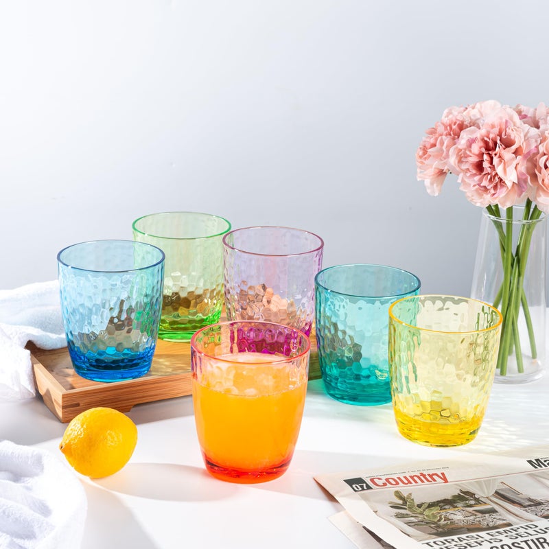 KOXIN-KARLU Hammered 15-ounce Plastic Tumbler Acrylic Glasses  set of 6 Multicolor - Image 5