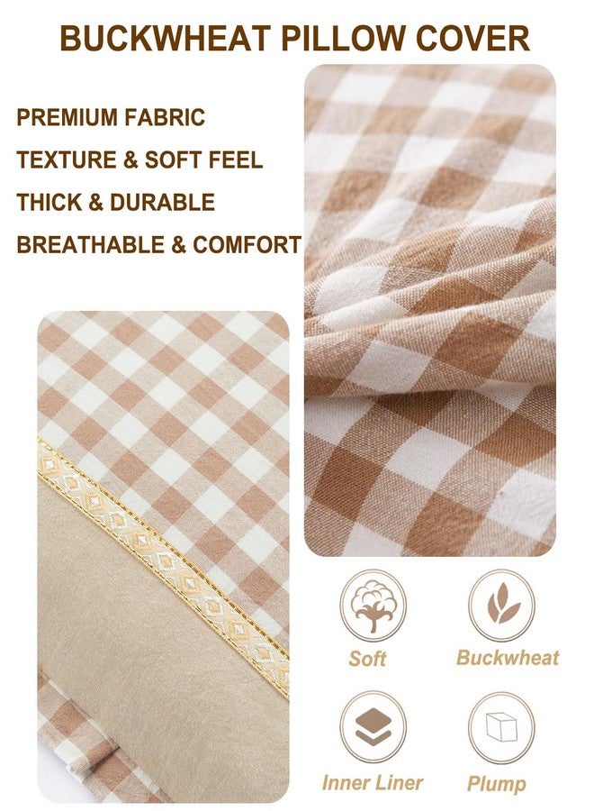 EDMILE Customizable Height Buckwheat Hulls Rectangle Pillow - Firm Spinal Alignment with Cooling Neck Support, Removable Washable Cover for Sleeping, 23x13 Inch Khaki - Image 3
