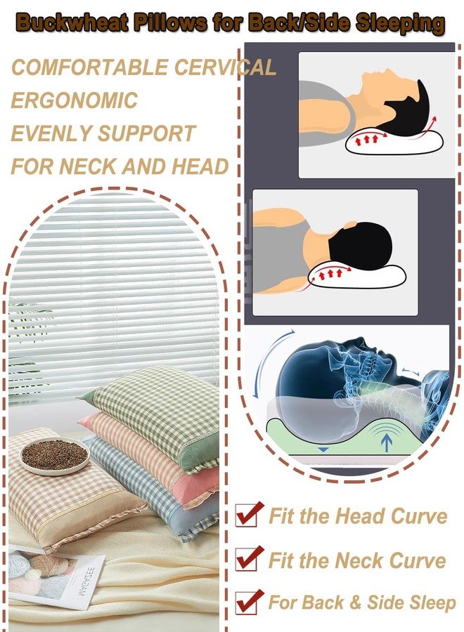 EDMILE Customizable Height Buckwheat Hulls Rectangle Pillow - Firm Spinal Alignment with Cooling Neck Support, Removable Washable Cover for Sleeping, 23x13 Inch Khaki - Image 5