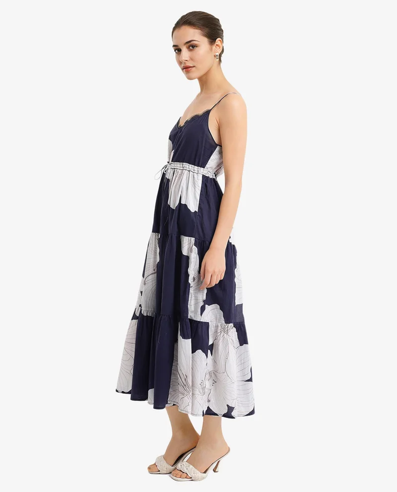 ريريزم Women's Floral Midi Dress With Spaghetti Straps