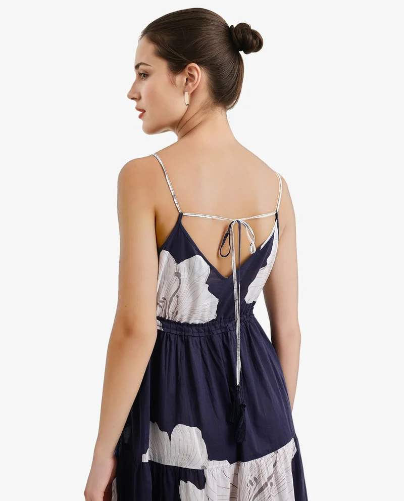 ريريزم Women's Floral Midi Dress With Spaghetti Straps