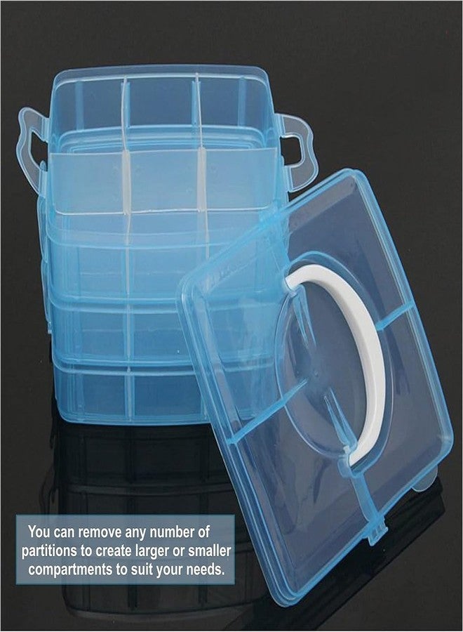 FINWARE منظم مجوهرات قابل للتعديل بثلاث طبقات و18 خانة من FINWARE | صندوق تخزين مستحضرات التجميل والمجوهرات مع فواصل قابلة للإزالة (1، أزرق) - Image 5