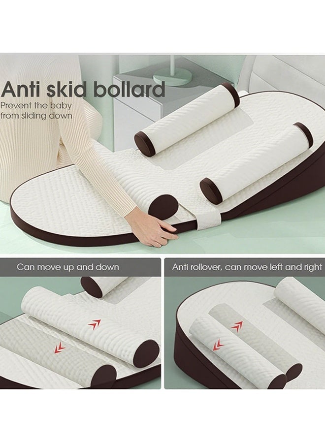 Berma Baby وسادة سفر للأطفال مضادة للارتجاع، تخفف من البصق، وسائد منحدرة، وسادة رضاعة قابلة للتعديل من 0 إلى 30 درجة للرضاعة الطبيعية، حصيرة منحدر الحليب المضادة للبصق، وسادة داعمة من القطن الذكي متعددة الوظائف ومتعددة الطبقات، وسادة دعم الوضعية يمكن تعديل الارتفاع، تصميم هندسي بني - Image 4