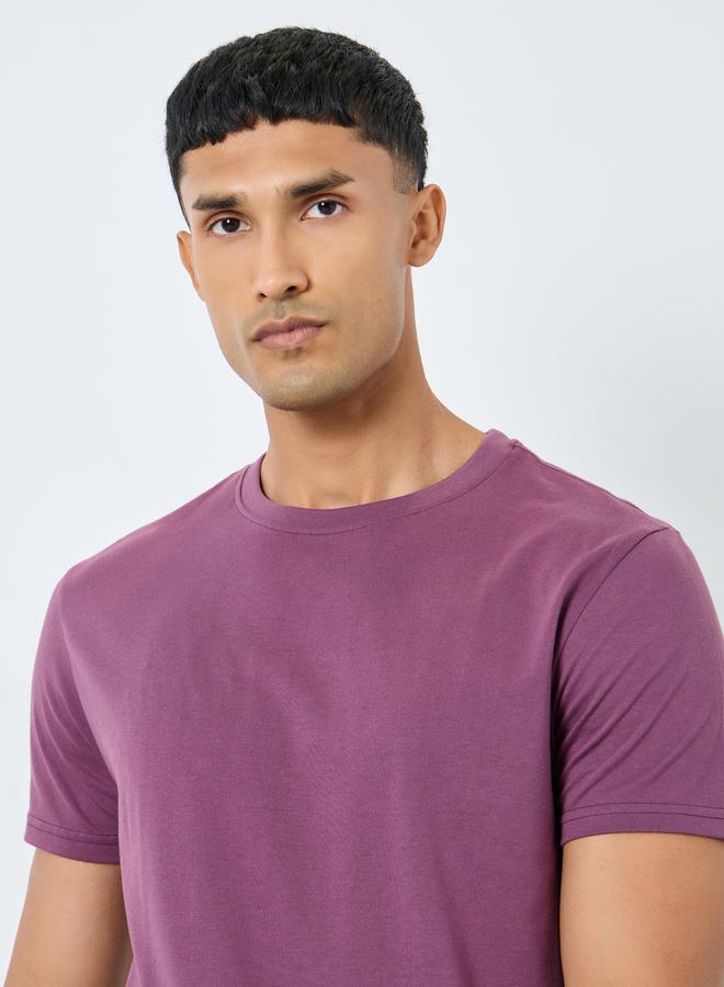Styli Solid Regular Fit Cotton Rich T-Shirt - Image 3
