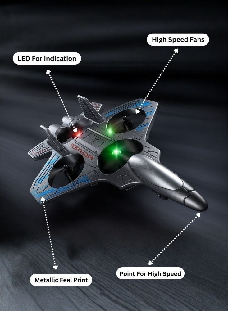 Premium Militiary Jet Glider Drone Toy with LED Light-Up for Kids EPP Foam Aeroplane With High Range – Realistic Flying Aircraft Design with Flashing Lights, Remote Control, Rechargeable Battery, Durable Plastic Build, Action Play Airplane for Boys & Girls - Image 2