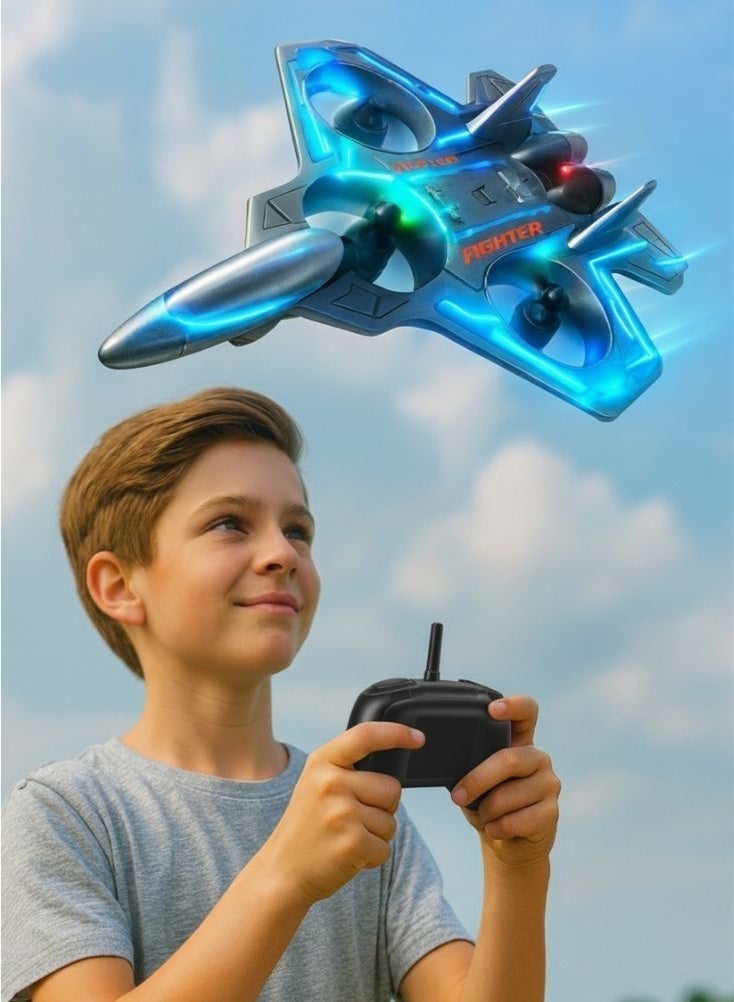 Premium Militiary Jet Glider Drone Toy with LED Light-Up for Kids EPP Foam Aeroplane With High Range – Realistic Flying Aircraft Design with Flashing Lights, Remote Control, Rechargeable Battery, Durable Plastic Build, Action Play Airplane for Boys & Girls - Image 3