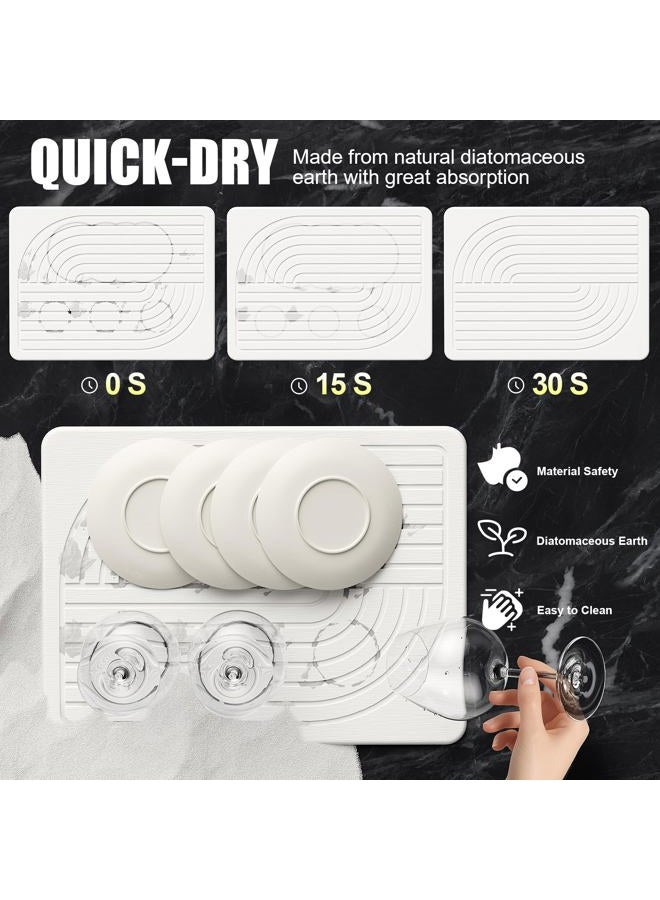 Slow Slog Stone Dish Drying Mat for Kitchen Counter Diatomaceous Earth Drying Mat, 15.8"x11.8" Super Absorbent Drying Stone, Quick Dry, Heat Resistant, Odorless (White) - Image 2