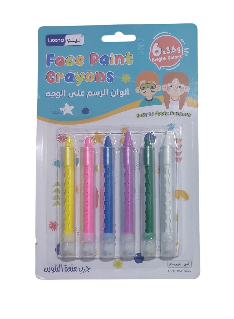 لينو مجموعة ألوان للرسم على الوجه من 6 قطع متعدد الألوان