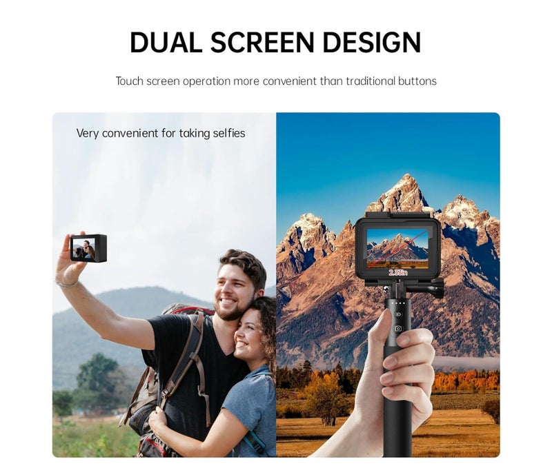 أس جي كام كاميرا الحركة SJCAM SJ10 Pro بدقة 4K وشاشة مزدوجة تعمل باللمس، دقة 12 ميجابكسل، مقاومة للماء، تدعم Wi-Fi وتقنية التثبيت الإلكتروني (EIS). - Image 3