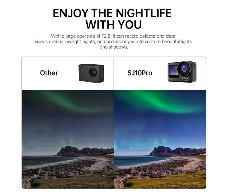 أس جي كام كاميرا الحركة SJCAM SJ10 Pro بدقة 4K وشاشة مزدوجة تعمل باللمس، دقة 12 ميجابكسل، مقاومة للماء، تدعم Wi-Fi وتقنية التثبيت الإلكتروني (EIS). - Image 4