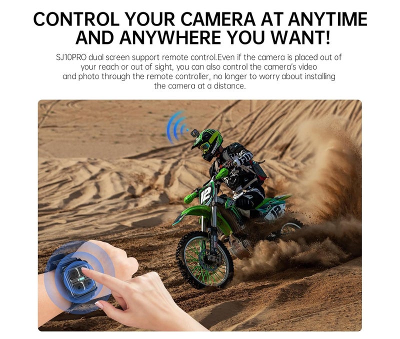 أس جي كام كاميرا الحركة SJCAM SJ10 Pro بدقة 4K وشاشة مزدوجة تعمل باللمس، دقة 12 ميجابكسل، مقاومة للماء، تدعم Wi-Fi وتقنية التثبيت الإلكتروني (EIS). - Image 5