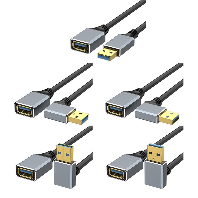 كابل تمديد USB 3.0 بموصلات زاوية قائمة، نقل بيانات بسرعة 5 جيجابت في الثانية للكاميرات والطابعات ولوحات المفاتيح ومشغلات الفلاش، سرعة نقل متوافقة مع الإصدارات السابقة للتحكم. - Image 5