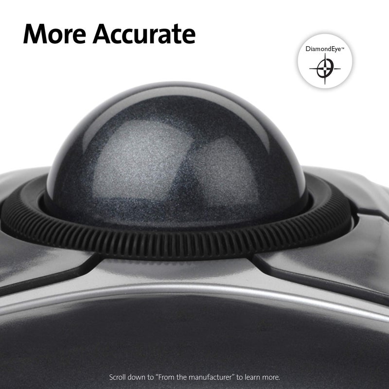 Kensington فأرة كينجستون إكسبيرت تراكبول (K64325)، أسود فضي، 5" عرض × 5-3/4" عمق × 2-1/2" ارتفاع - Image 3