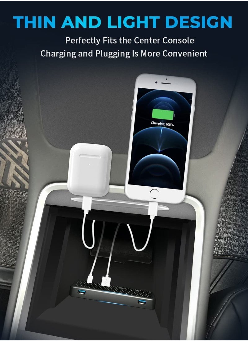 Y&D - 6 in 1 USB Hub Accessories Docking Station for Tesla 2021 2022 Model Y 3 , Car of Center Console Smart Sensor Provides Charging & Data Transfer Phones, Game Controller - Image 1
