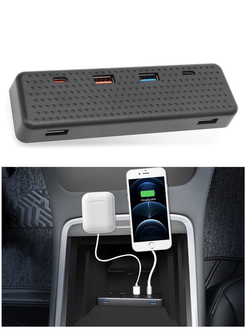 Y&D - 6 in 1 USB Hub Accessories Docking Station for Tesla 2021 2022 Model Y 3 , Car of Center Console Smart Sensor Provides Charging & Data Transfer Phones, Game Controller - Image 1