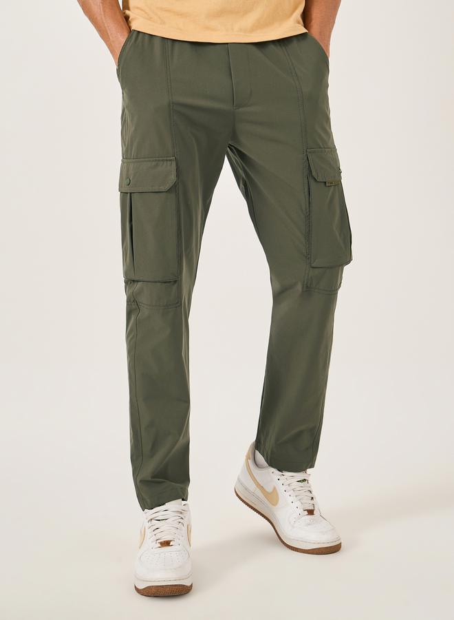 Fort Collins Men Olive Solid Cargo Pants Best Price KSA Riyadh