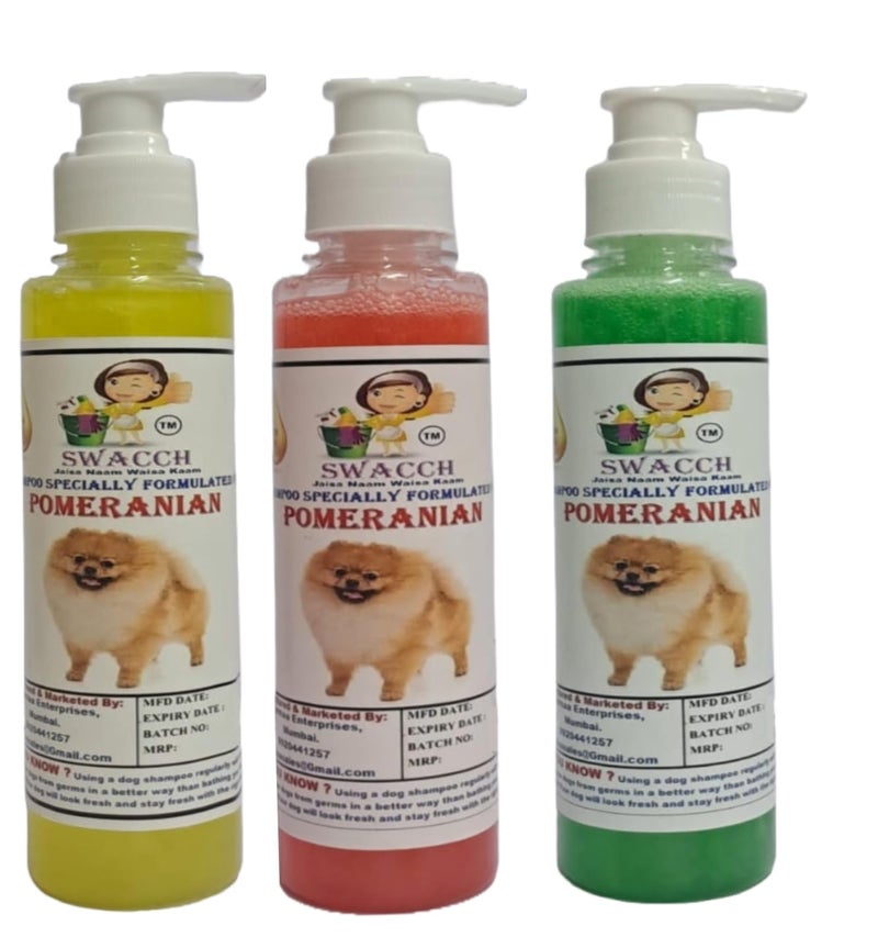 SWACCH Premium Shampoo for Pomeranian (200ML) (Combo Pack of 3) Lemon, Jasmine & NEEM ALOVERA - Image 1