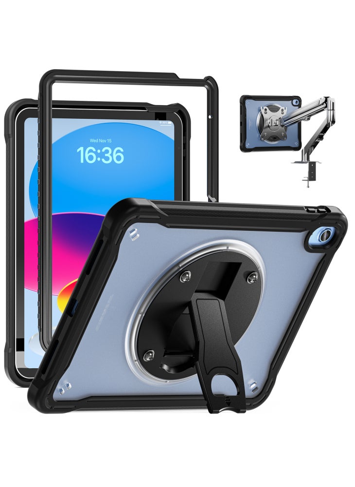 For iPad (2025)/10.9 (2022) Case Kickstand PC+Silicone+TPU Tablet Cover - Transparent - Image 1