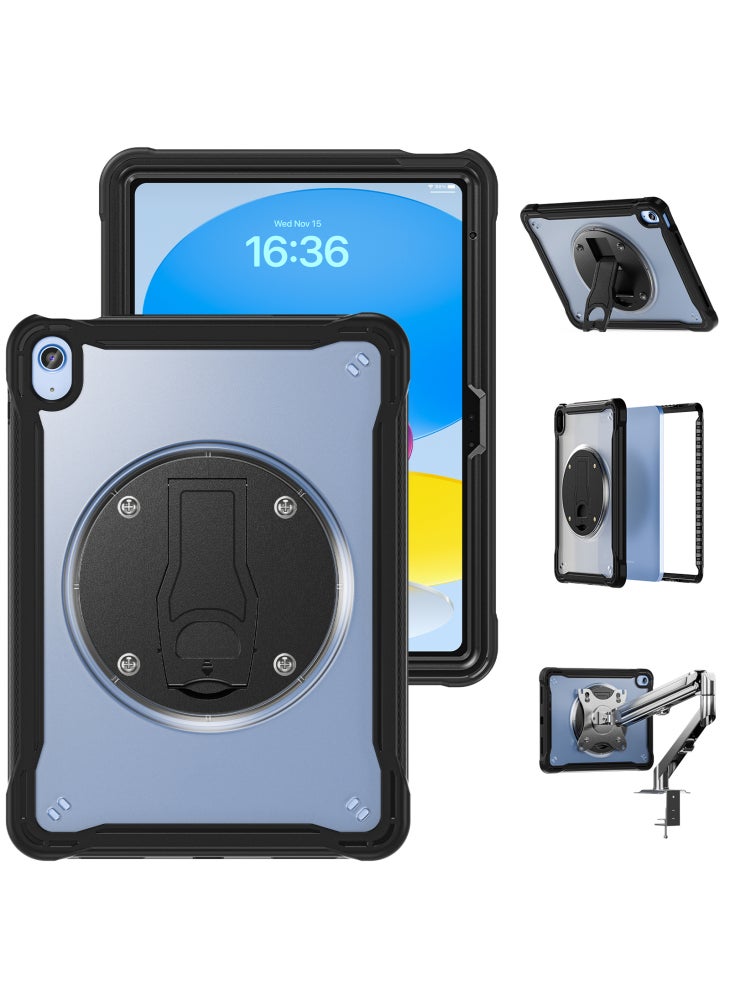 For iPad (2025)/10.9 (2022) Case Kickstand PC+Silicone+TPU Tablet Cover - Transparent - Image 2