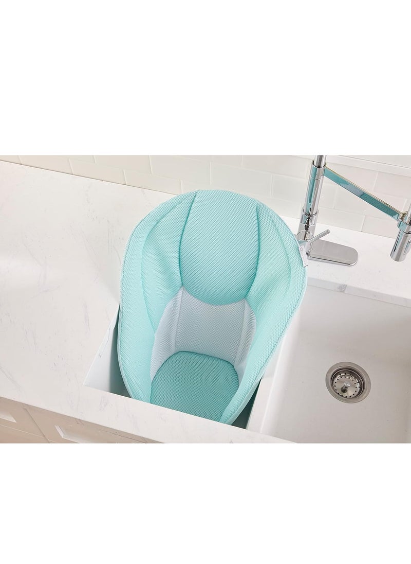 Contours - Contours Cozy Baby Bathtub, Infant Bath Seat, Baby Bath Seat, Baby Sink Bath, Supportive Baby Bath Seat, Newborn Bathtub, Plush 3D Mesh, Quick-Dry Materials, for Sink, 0-6 Months - Blue, Mint - Image 1