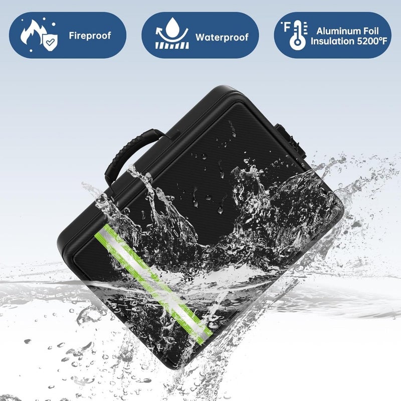 5200℉ Fireproof Document Bag, Plenty of Pockets, Legal Size/Letter/A4, Waterproof Zipper Document Box with Lock, 4-Layer Important Document Organizer, 17"x12"x5.3" Portable Home Travel Office Safe Box - Image 2