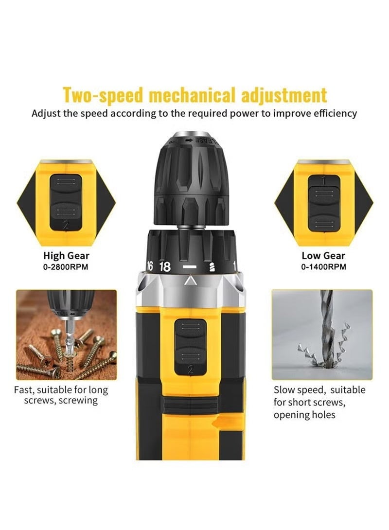 48V Cordless Drill Set with 2 Batteries, Fast Charger, Variable Speed, 24 Accessories & 3/8" Keyless Chuck – Power Drill for Home & Professional Use - Image 5