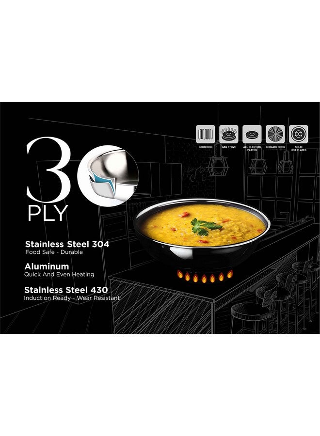 Crystal TriPro -Triply Stainless Steel Tasla - 30 cm (Induction Bottom) - Image 4