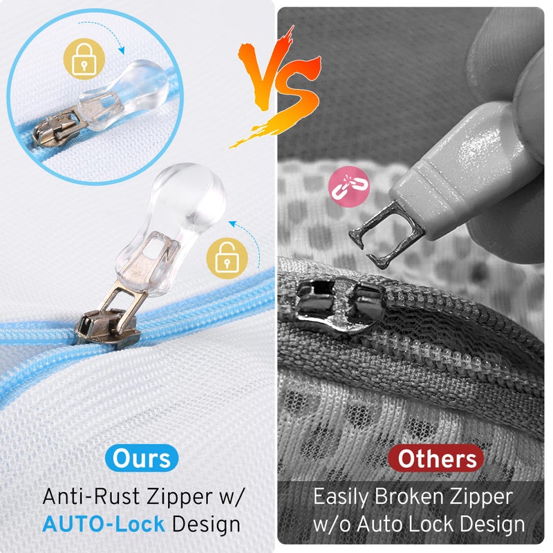 3-Pack Mesh Laundry Bags with Auto-Lock Zipper, XXL 24x24 Inch, White Fine Mesh, for Delicates - Image 5
