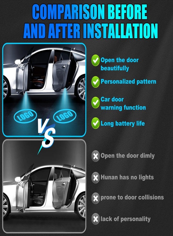 SPOBODY Car Door Lights,Door Lights Logo Projector Rechargeable,Car Door Projector Lights,HD Car Welcome Light for Cars Use At Night 2pcs - Image 3