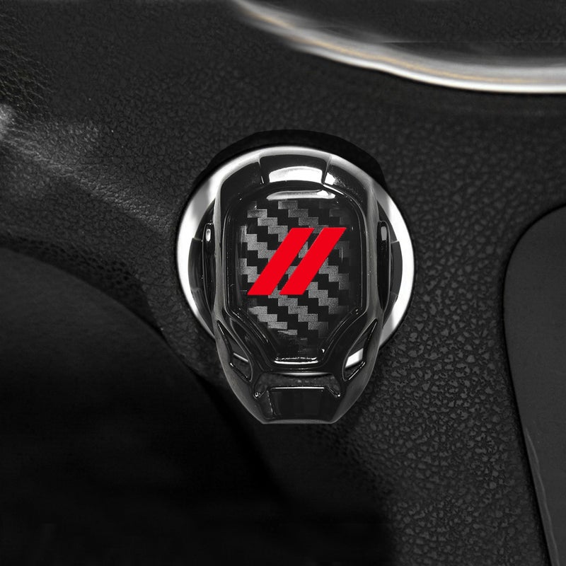 YOSRTER Push Start Button Cover fit for Dodge Challenger Charger Durango Journey Aluminum Alloy Engine Start Stop Button Cover Protector for Dodge Interior Accessories Ignition Switch Trim (Red Trim) - Image 2